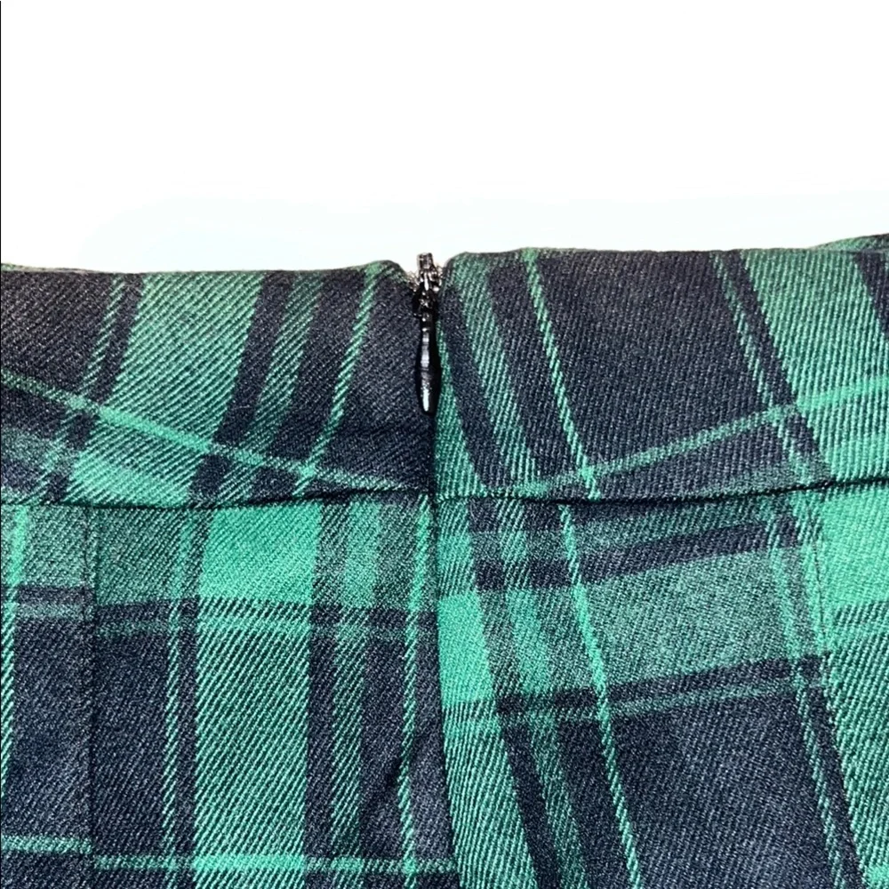 ZHANCHTONG Green & Black Plaid Pleated Mini A-Line Skirt XL High Waist Skater